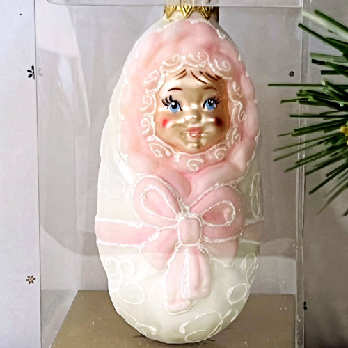 Елочное украшение Младенец, стекло, 10 см., 1 шт., Витус (А297)