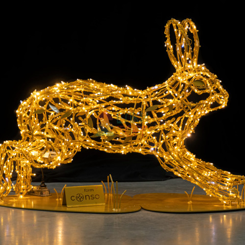Светодиодная фигура Заяц золотой Premium 0,93 м., Conso (OL330)