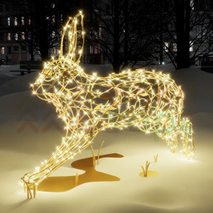 Светодиодная фигура Заяц золотой Premium 0,93 м., Conso (OL330)