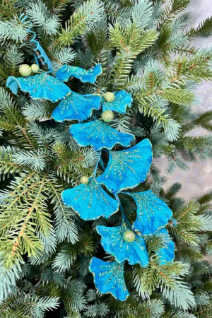 Ветвь Гинго бирюзовая 74 см., 1 шт., Christmas DeLuxe (86688) 