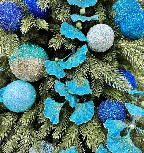 Ветвь Гинго бирюзовая 74 см., 1 шт., Christmas DeLuxe (86688) 