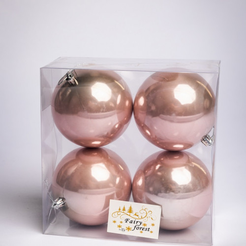 Набор пластиковых шаров Глория 100 мм., нежно-розовый перламутр, 4 шт., ЕлкиТорг (150414)