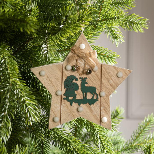 Ёлочная игрушка Звезда 3*16 см., от батареек, свечение тёплое белое, Luazon Lighting (6117371)