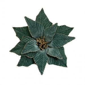 Декоративный цветок Пуансеттия 29 см., пыльно-зеленый, на клипсе, Christmas DeLuxe (89558)