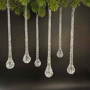 Набор сосулек Горный хрусталь 18 см.,  6 шт., стекло, Christmas DeLuxe (88718)