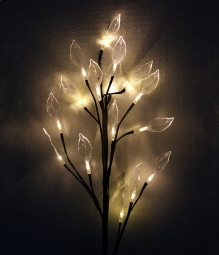 Светодиодная флористика Ветка с листьями 1 м., 220V, 16 теплых белых LED ламп, коричневый провод, Beauty Led (LC176L-B016K-294)