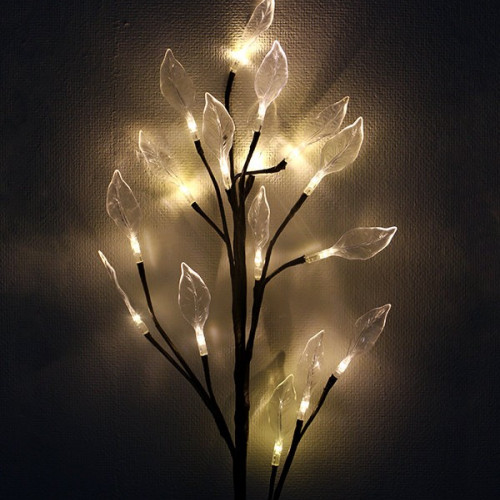 Светодиодная флористика Ветка с листьями 1 м., 220V, 16 теплых белых LED ламп, коричневый провод, Beauty Led (LC176L-B016K-294)