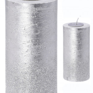 Свеча декоративная парафиновая Тепло рождества 7*13 см., серебро, Koopman (ACC690660/2)