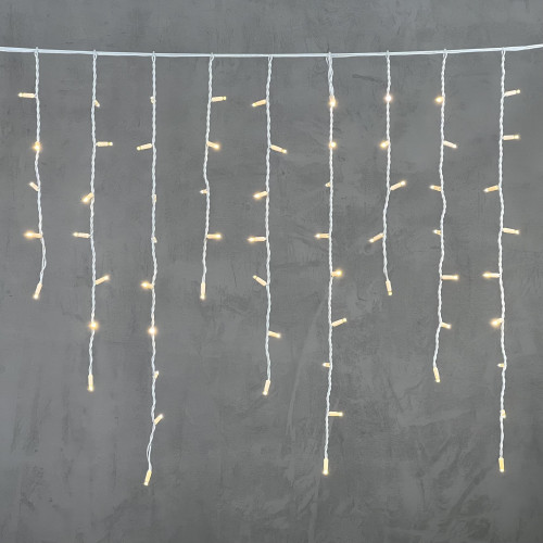  Светодиодная бахрома с колпачком 3,2*0,9 м., 168 теплых белых LED ламп, каучуковый белый провод, LTC (LL168-8-2WW) в Санкт-Петербурге