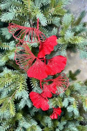 Ветвь Гинго красно-белая 73 см., 1 шт., Christmas DeLuxe (86666) 