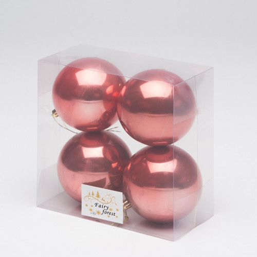 Набор пластиковых шаров Глория 100 мм., морковный перламутр, 4 шт., ЕлкиТорг (150415)