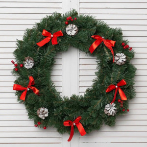 Рождественский венок Нарядный с декором 40 см., ПВХ, ЕлкиТорг (52021)