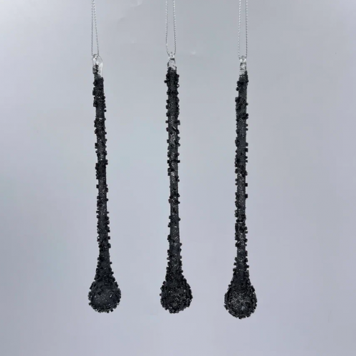 Набор сосулек Горный хрусталь 18 см., 6 шт., черный, стекло, Christmas DeLuxe (88717)