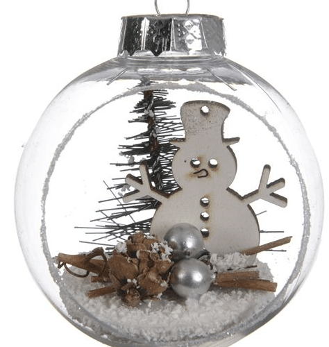 Набор пластиковых шаров Снеговичок 80 мм, прозрачный, 3 шт, Kaemingk (027258/2)