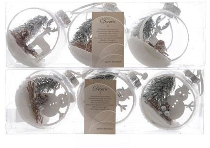 Набор пластиковых шаров Снеговичок 80 мм, прозрачный, 3 шт, Kaemingk (027258/2)