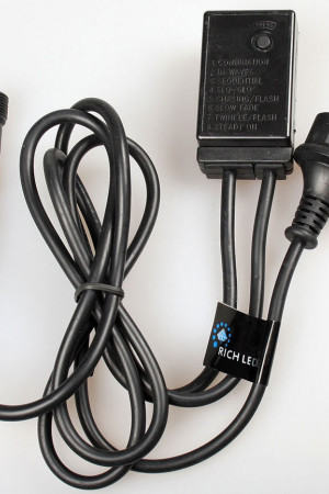 Блок питания с контроллером на 8 режимов 1.5 м., 220V, черный провод, Rich LED (RL-Cn2-220-B)