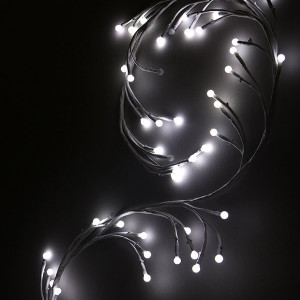 Светодиодная флористика Зимняя ветка 1.5 м., 220V, 48 холодных белых мерцающих LED ламп, белый провод, Beauty Led (LC176L-B048A-179)