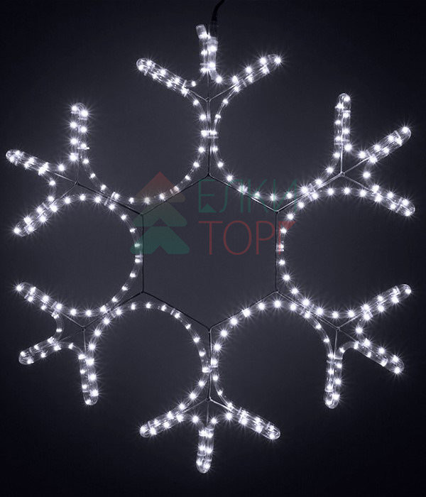 Светодиодная фигура Снежинка 80 см., 220V, 216 холодных белых LED ламп, прозрачный дюралайт, Beauty Led (LC-13033) в Тюмени