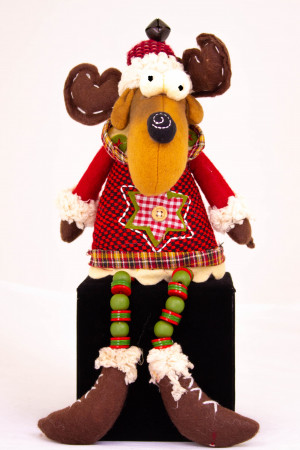 Новогоднее украшение &quot;Лось&quot; в красном висячие ноги, войлок h-35 см. (ADA1338007A)