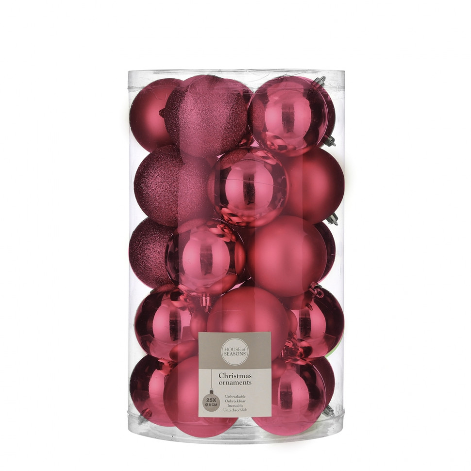 Набор пластиковых шаров Рокси 80 мм., 25 шт., розовый, House of seasons (85749) 