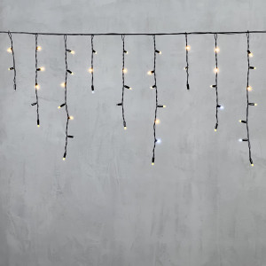  Светодиодная бахрома с колпачком 3,1*0,5 м., 120 теплых белых LED ламп, мерцание, черный провод ПВХ, IP65, LTC (PIL120BLWCAP-11-2WW)