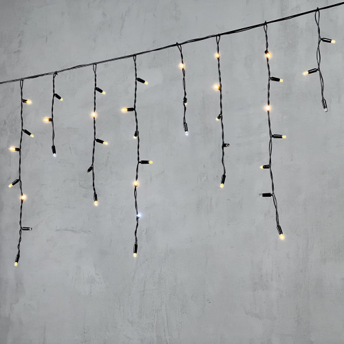  Светодиодная бахрома с колпачком 3,1*0,5 м., 120 теплых белых LED ламп, мерцание, черный провод ПВХ, IP65, LTC (PIL120BLWCAP-11-2WW) в Санкт-Петербурге