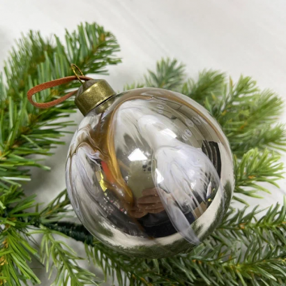 Набор стеклянных шаров Акварель золотая 80 мм., 6 шт., Christmas De Luxe (87205)