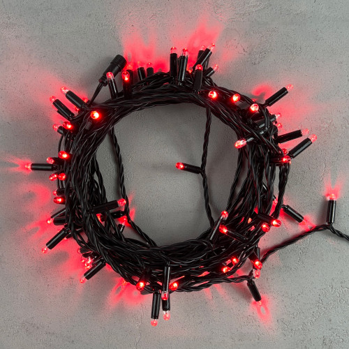 Светодиодная гирлянда с колпачком 100 красных LED ламп 10 м., 24В., черный провод ПВХ, IP65, LTC (PST100CAP-11-1R) в Санкт-Петербурге