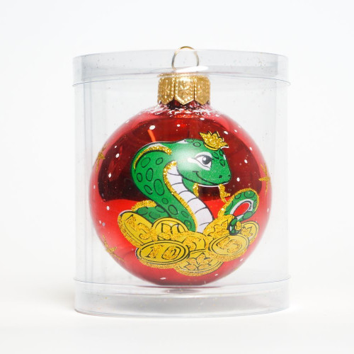 С29/2 Стеклянный шар Змея 60 мм., красный, Ёлочка