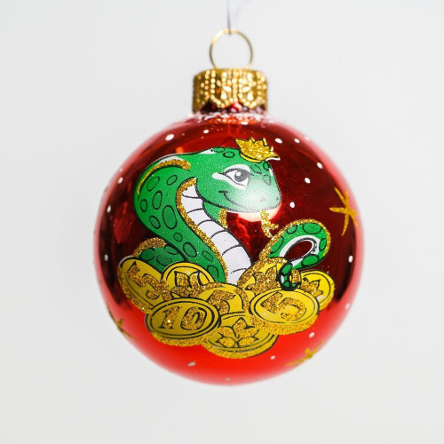 С29/2 Стеклянный шар Змея 60 мм., красный, Ёлочка