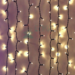 Светодиодный занавес Sealed 1*3 м., 220V., 300 теплых белых LED ламп, черный каучук, Beauty Led (LL301-1-2WW)