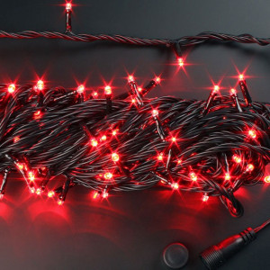 Светодиодная нить с контроллером 20 м., 220V, 200 красных LED ламп, черный ПВХ провод, Rich LED (RL-T20C2-B/R)