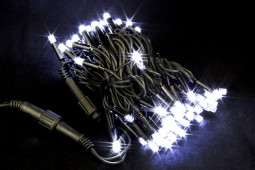 Светодиодная нить с мерцающим диодом 10 м., 220V, 100 холодных белых LED ламп, черный каучук, соединяемая, Winner Light (w.01.7B.100+)