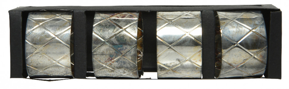 Кольца для салфеток Серебряный век, 4,5 см., 4 шт., ромбы, серебро, Kaemingk (608000/1)