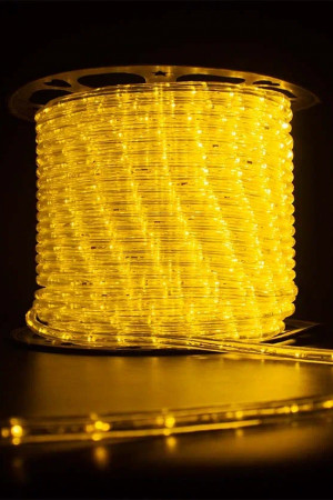 Дюралайт 2-х провод, диаметр 10 мм, 220В, желтые LED лампы 30 шт на 1 м., бухта 100 м., статика, Teamprof (TPF-DL-2WH-100-10mm-240-Y) 