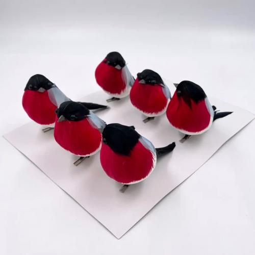 Набор декоративных фигур Снегири 12 см., 6 шт., на клипсе, пенопласт,  Christmas DeLuxe (13416) в Санкт-Петербурге