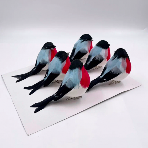 Набор декоративных фигур Снегири 12 см., 6 шт., на клипсе, пенопласт,  Christmas DeLuxe (13416) в Санкт-Петербурге