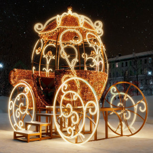 Светодиодная фотозона Волшебная Карета золотая мишура 3.3 м., Conso (3DGR32-1) 