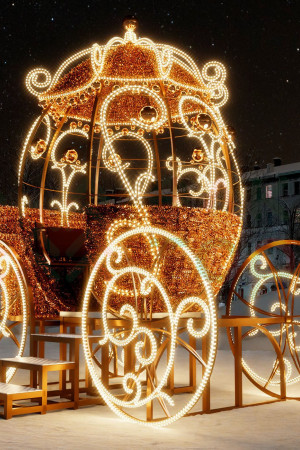 Светодиодная фотозона Волшебная Карета золотая мишура 3.3 м., Conso (3DGR32-1) 