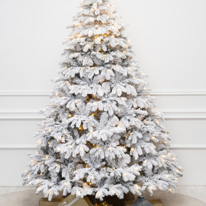 Искусственная елка Камчатская заснеженная 500 см., теплых белых Led ламп., литая хвоя+пвх, ЕлкиТорг (134500)