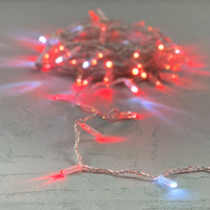 Светодиодная гирлянда с колпачком 100 красных LED ламп 10 м., мерцание, 24В., прозрачный провод ПВХ, IP65, LTC (PST100BLWCAP-10-1R)