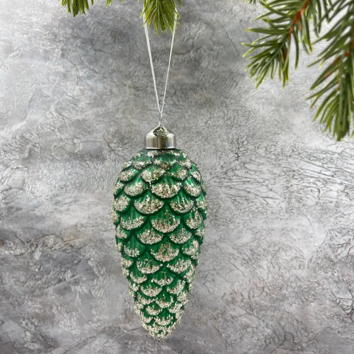 Елочное украшение Шишка Царская 14х6 см., стекло, 1 шт., Christmas DeLuxe (88852)