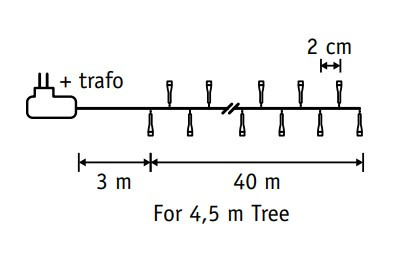 Светодиодная нить Snake Light 2000 холодных ламп, 40 м., 24В, 8 режимов, зеленый провод, для елки 260-300 см., Christmas DeLuxe (85746)