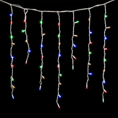 Светодиодная бахрома с колпачком 3,2*0,9 м., 168 разноцветных LED ламп, каучуковый белый провод, LTC (LL168-8-2M)