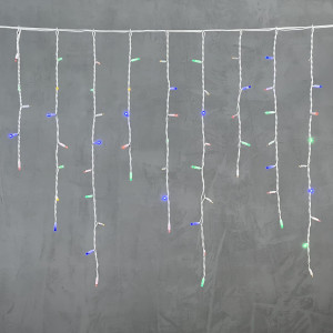 Светодиодная бахрома с колпачком 3,2*0,9 м., 168 разноцветных LED ламп, каучуковый белый провод, LTC (LL168-8-2M)