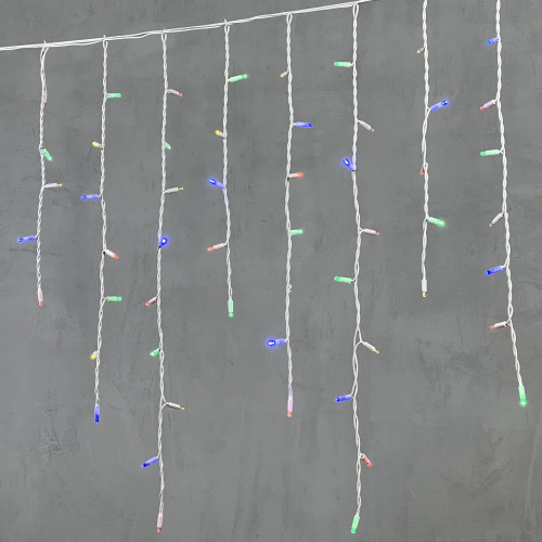 Светодиодная бахрома с колпачком 3,2*0,9 м., 168 разноцветных LED ламп, каучуковый белый провод, LTC (LL168-8-2M)