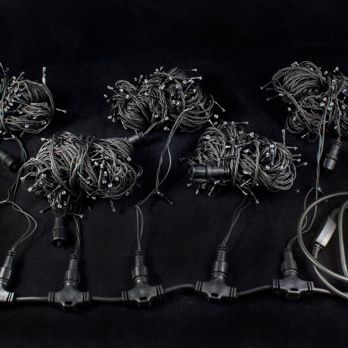 Комплект гирлянд для деревьев 5*20 м, 1000 теплых белых LED, мерцание, 220V, черный каучук IP 65, Winner (WW.072.7B.1000×5.F+)