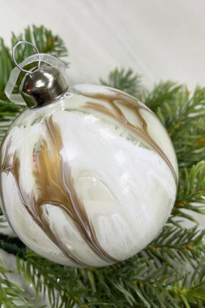 Набор стеклянных шаров Акварель шампань 80 мм., 6 шт., Christmas DeLuxe (87203)