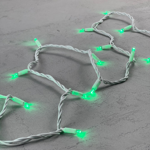 Светодиодная гирлянда с колпачком 75 зеленых LED ламп 10 м., 24В., белый каучуковый провод, IP65, LTC (LL75-8-1G)