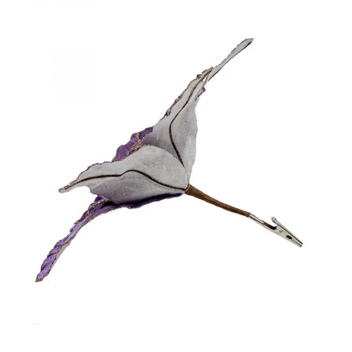 Декоративный цветок Пуансеттия 30 см., фиолетовый, на клипсе, Christmas DeLuxe (89562)